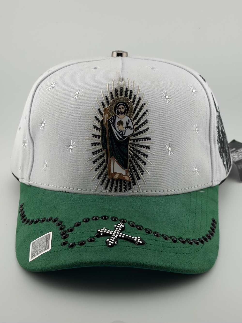 White and Green San Judas Tadeo Embroidered Baseball Cap